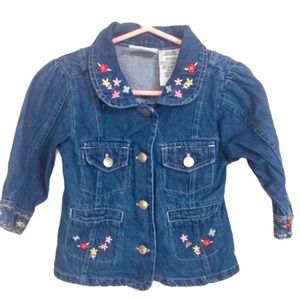 Denim Embroidered Flowers Jean Jacket Size 18 Months